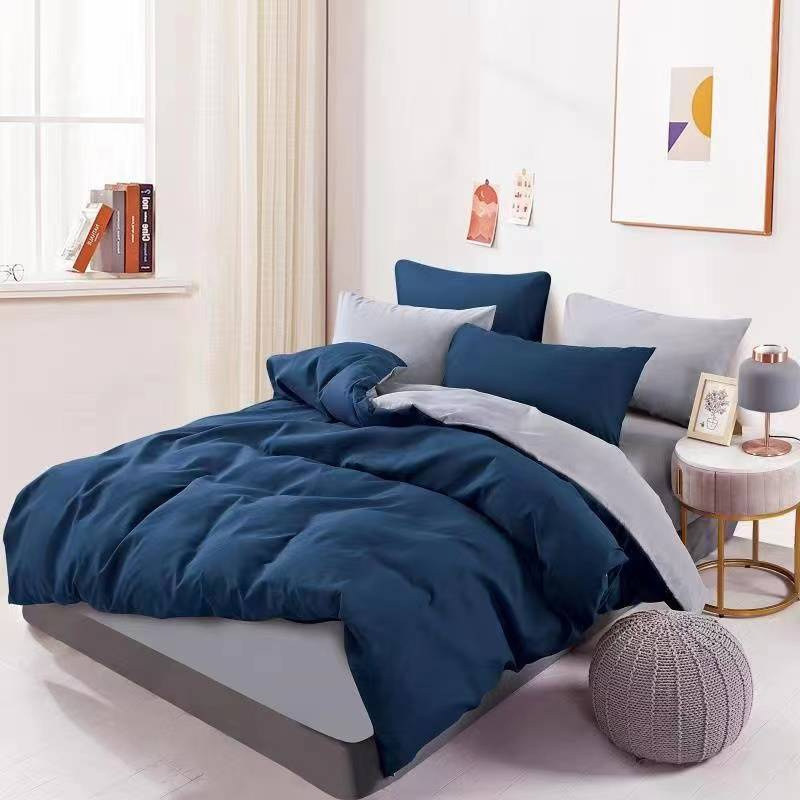 Pościel 160x200 4 el. granatowo szara S-27