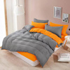 Pościel 200x220 4el gładka pomarańczowo szara S-16