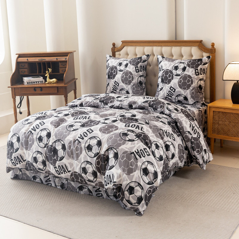 Pościel szara w piłki Football 160x200 4 el.