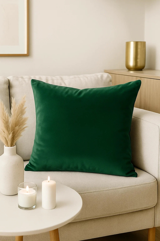 Poszewka na poduszkę welurowa butelkowa zielona 40x40
