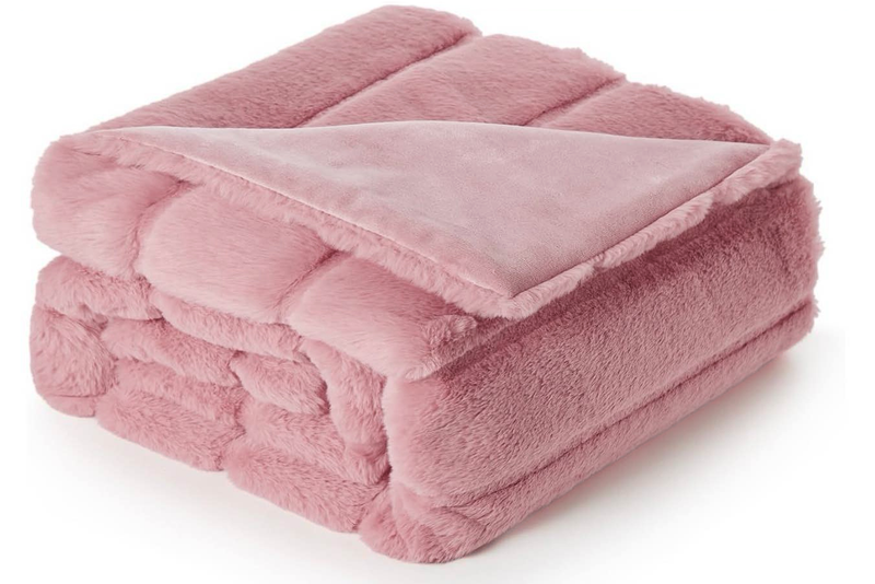 Koc pluszowy ciepły futerkowy miś RABBIT 200x220 różowy