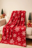 Koc świąteczny czerwony w śnieżynki 160x200