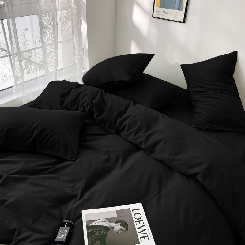 Pościel jednokolorowa gładka 160x200 3 el. czarna S022