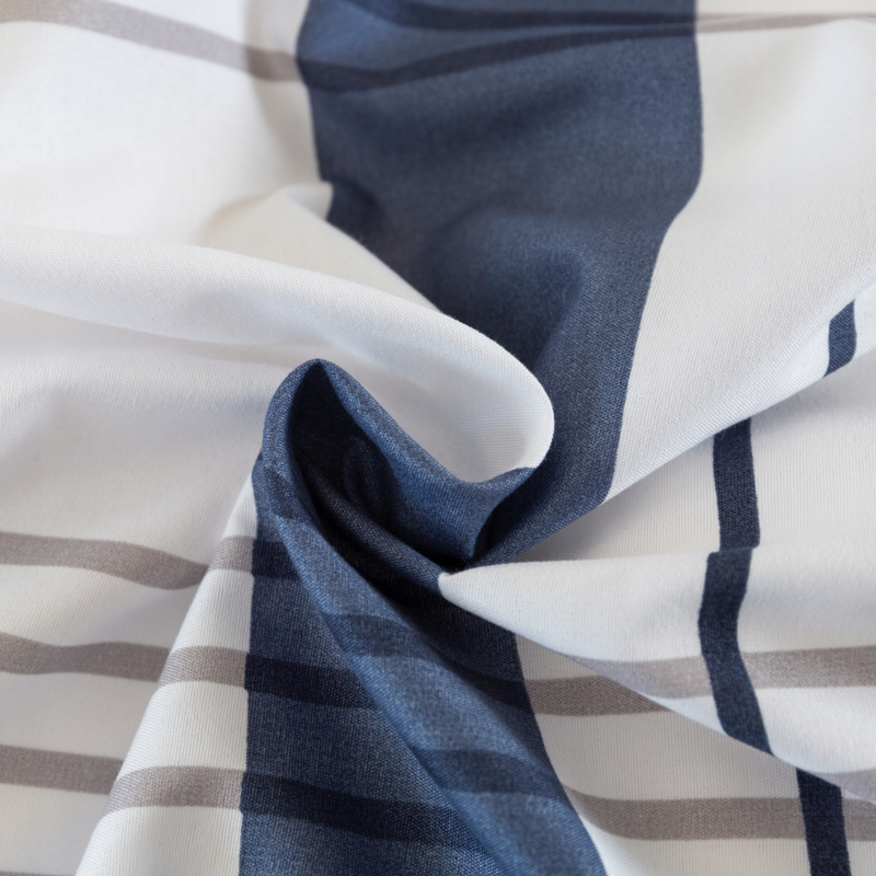 Pościel biało niebieska w kratę 200x220 3 el.