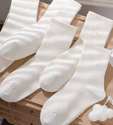 5-pak Skarpetki bawełniane białe damskie WHITE 39-42