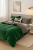 Pościel pluszowa welurowa zimowa miś gładka 160x200 3 el. butelkowa zielona - szara