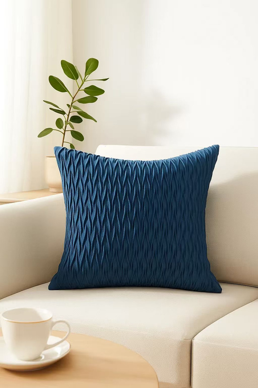 Poszewka na poduszkę welurowa Fala granatowa 40x40