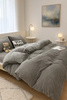 Pościel pluszowa welurowa zimowa miś gładka 200x220 3 el. ciemna szara