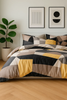 Pościel szaro-żółta geometryczna 160x200 3 el. nr396