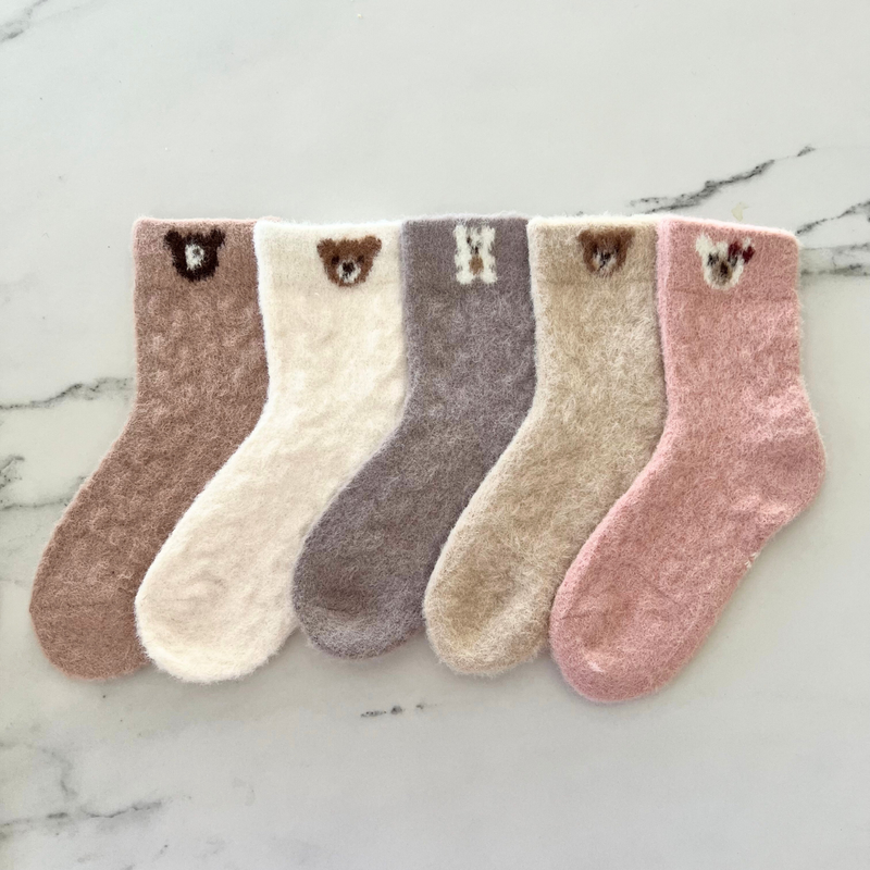 5-pak Skarpetki dziecięce pluszowe dla dziewczynki GIRL BEAR 25-30