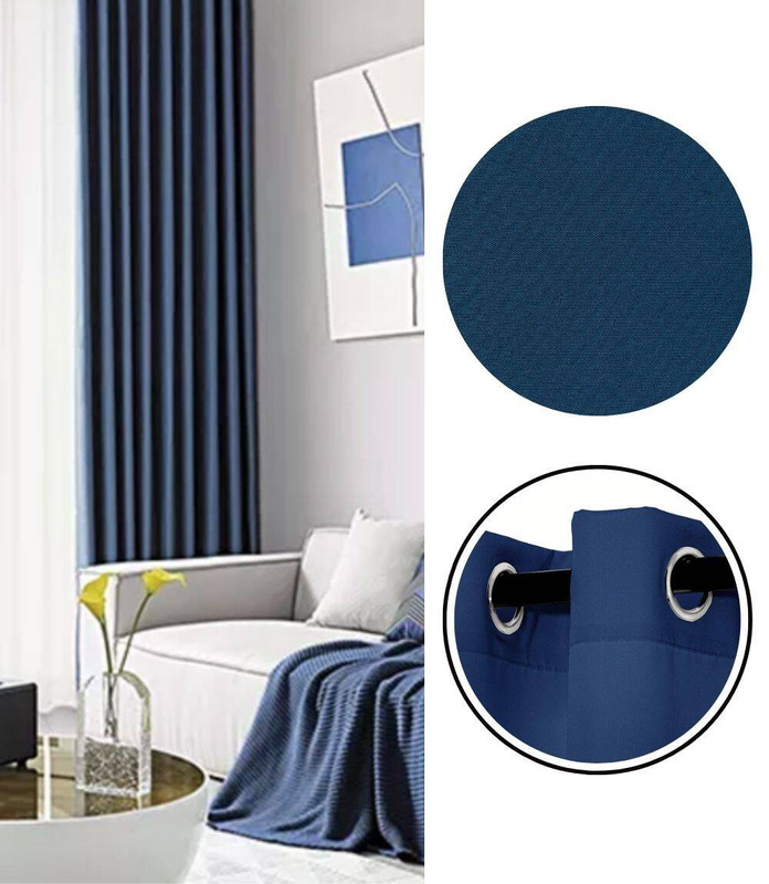 Zasłona granatowa na przelotkach 140x250