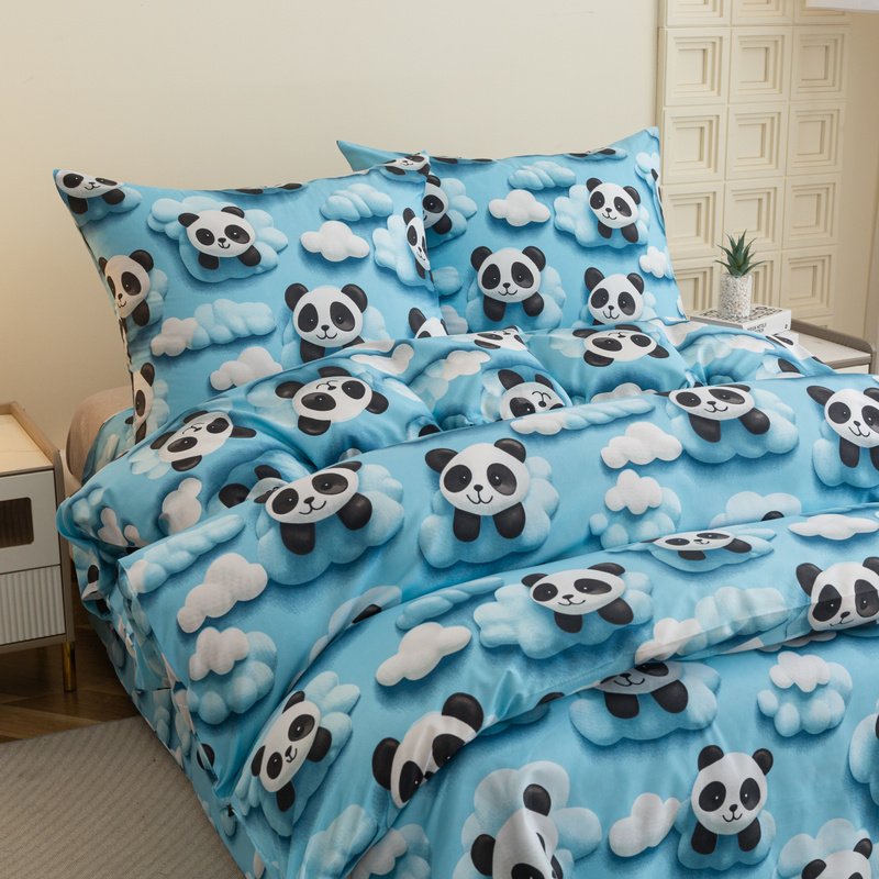 Pościel dziecięca niebieska w pandy 140x200 2 el.