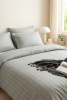 Pościel szara w pasy 160x200 3 el. Kim Light Grey H-003