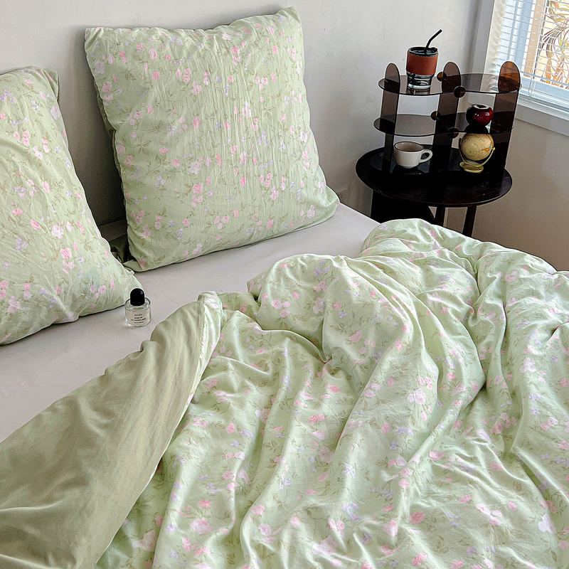 Pościel szałwiowa w różowe kwiaty 160x200 3 el. Spring F3