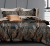 Pościel ciemna szara w liście 200x220 4 el. Reynosa C-113
