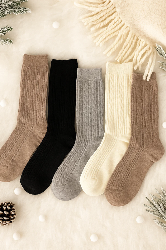 5-pak Skarpetki damskie kaszmirowe sweterkowe CASHMERE 36-40