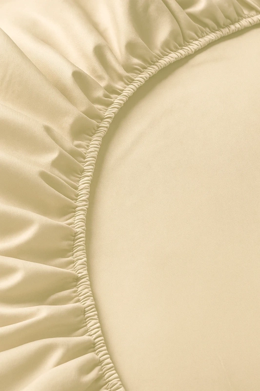 Prześcieradło z gumką bawełniane jasne ciepłe beżowe 140x200