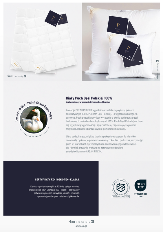 Kołdra 180x200 całoroczna naturalna puchowa PREMIUM GOLD CITY