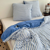 Pościel biało-błękitna w pasy 160x200 3 el. Marine F6