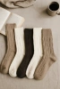5-pak Skarpetki długie z wełny merynosa wzór warkocz neutralne kolory 39-42