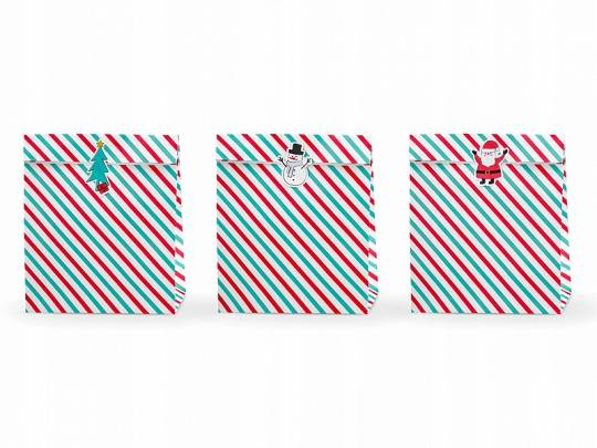 Torebki na prezenty Merry Xmas - Paski, 25x11x27cm