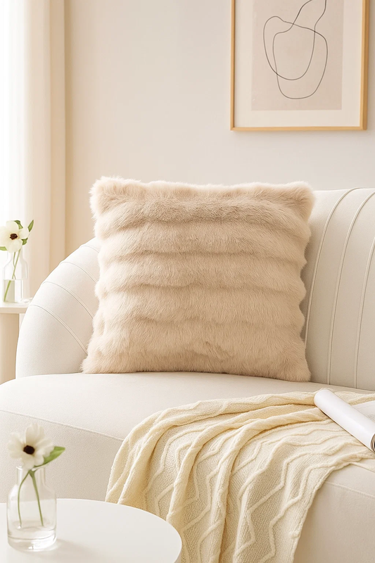 Poszewka na poduszkę dekoracyjna 40x40 BUBBLE beżowa pluszowa