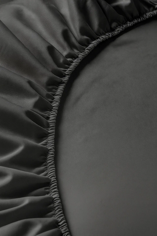 Prześcieradło z gumką ciemne szare grafitowe 160x200