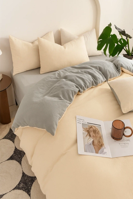 Pościel kremowo-szara 160x200 3 el. S-24