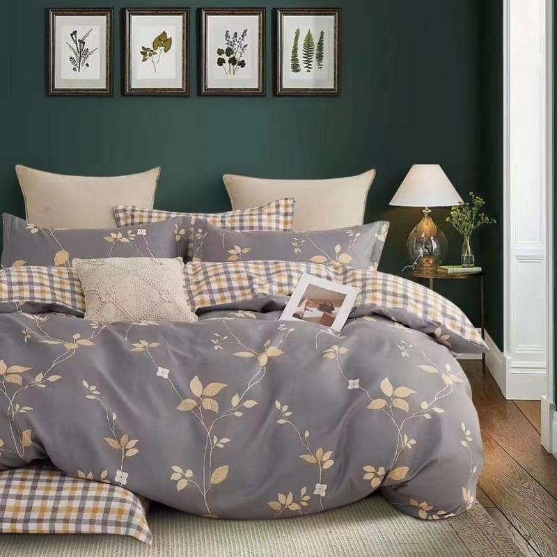 Pościel flanelowa gruba zimowa ciepła w liście Campana 200x220 3 el. A016