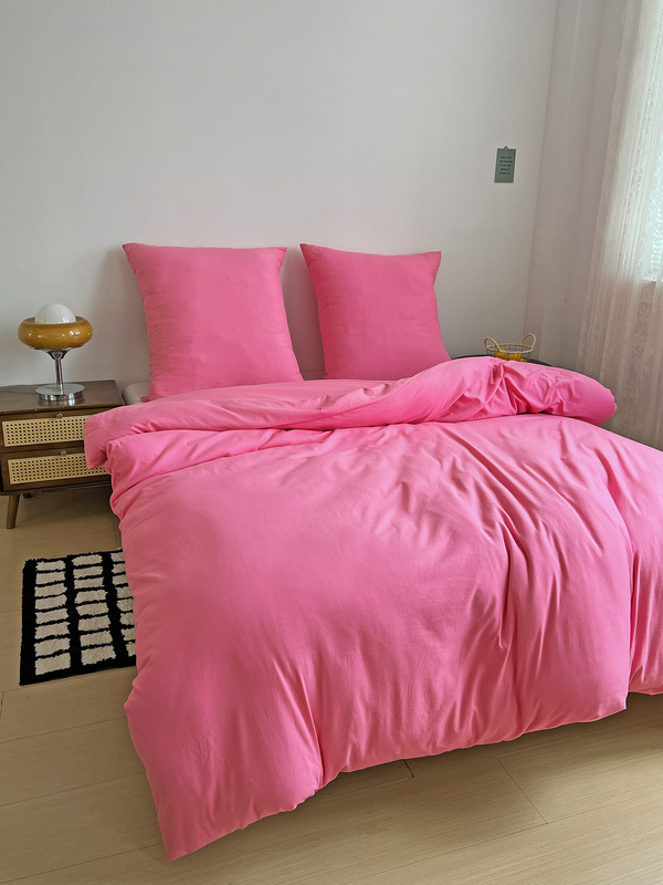Pościel różowa jednokolorowa gładka 200x220 3 el. Pink F12