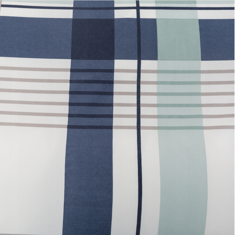 Pościel biało niebieska w kratę 200x220 3 el.