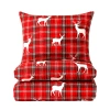 Pościel świąteczna czerwona w kratę i w renifery 140x200 2 el.
