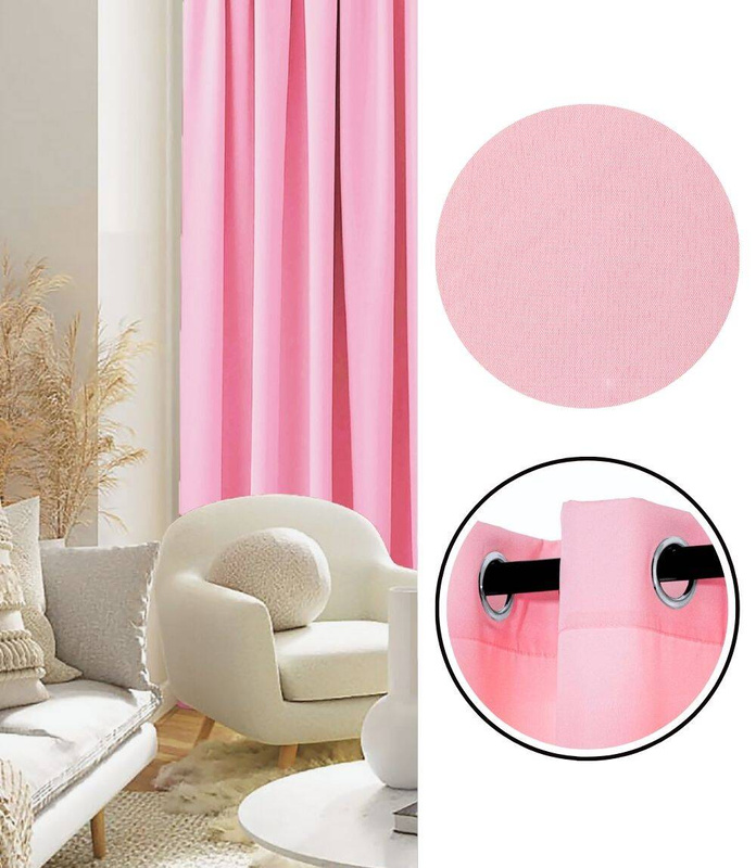 Zasłona jasna różowa na przelotkach 140x250