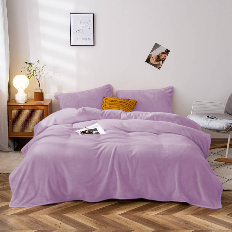 Pościel pluszowa zimowa miś gładka 160x200 3 el. fioletowa K014