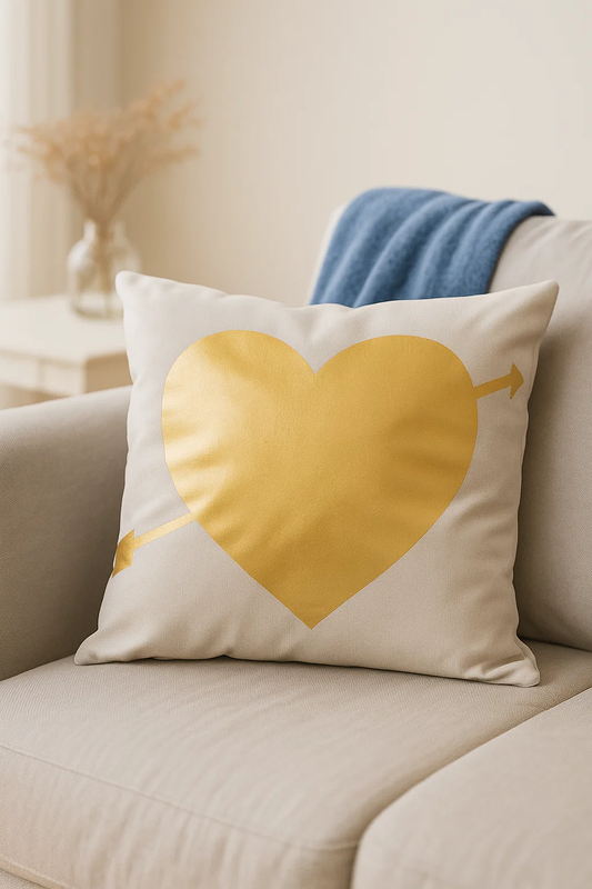 Poszewka na poduszkę szaro-złota serce ze strzałą 40x40