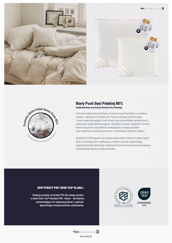 Poduszka 50x60 naturalna puchowa 90% SILVER