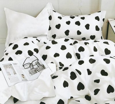 Pościel bawełniana 160x200 3 el. Black Hearts M1561