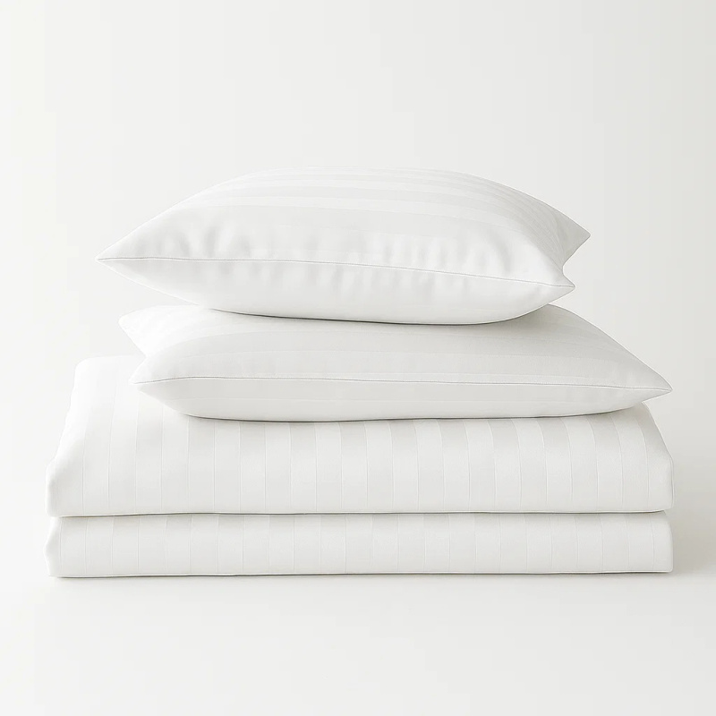 Pościel biała w pasy 200x220 3 el. Kim White