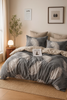 Pościel ciemna szara w piórka 160x200 3 el. Paraiso C-122