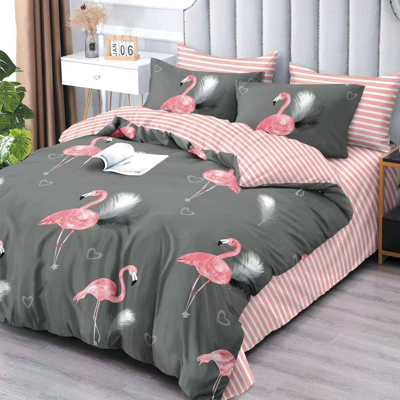 Pościel z mikrowłókna 160x200 3 el. Flamingi nr006
