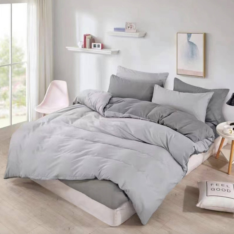 Pościel 200x220 3 el. gładka dwukolorowa jasno-ciemno szara S-14/S-20/S-24