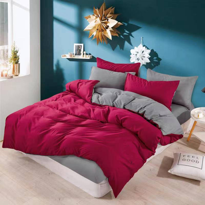 Pościel 160x200 4 el. Bordowa/Szara S-5