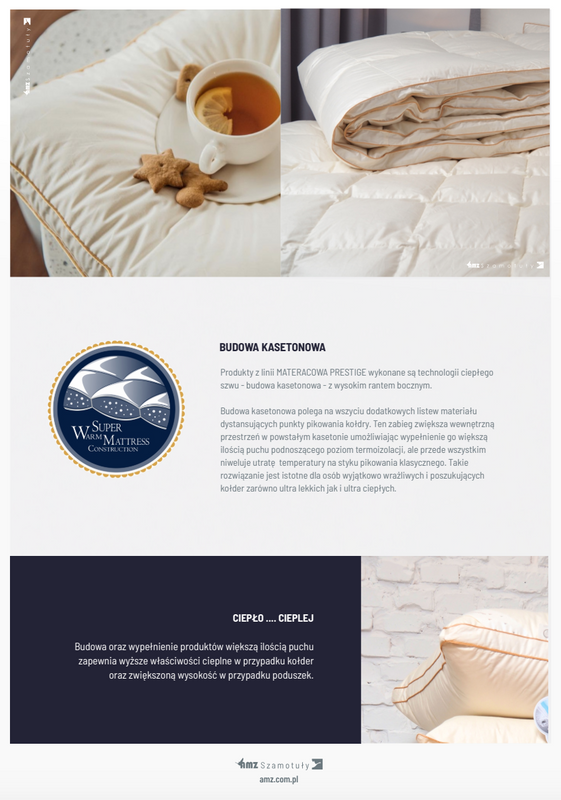 Poduszka 50x70 naturalna puchowa 100% wysoka MATERACOWA PRESTIGE biała