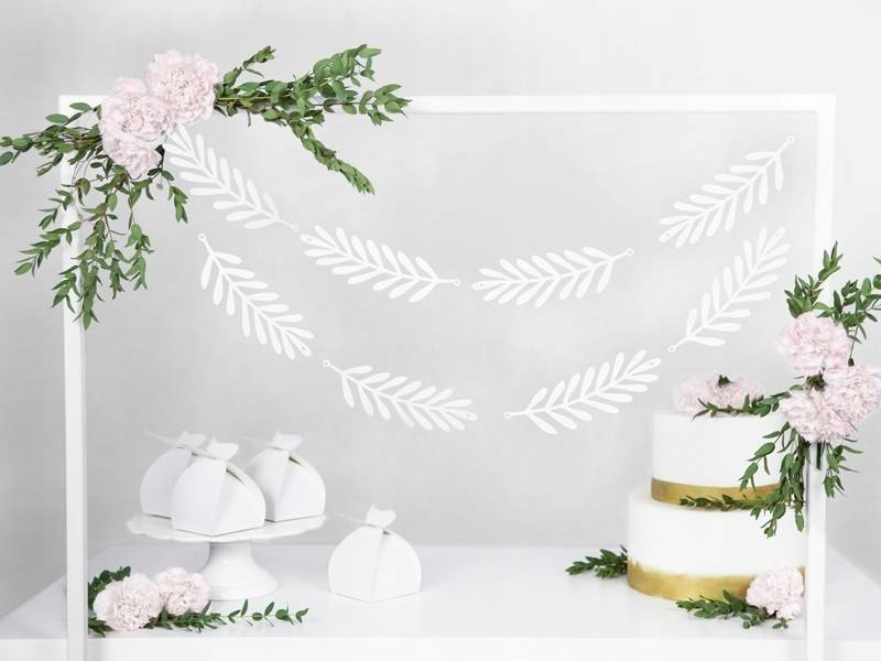 Girlanda papierowa gałązki białe przyjęcie 1,8m