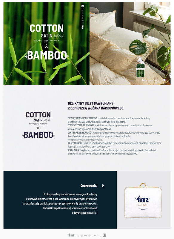 Poduszka 3-komorowa 50x70 puchowa bambusowa naturalna 100% DREAM