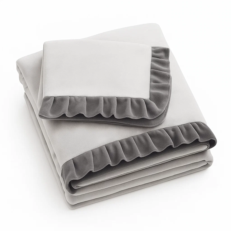 Pościel pluszowa z falbanką zimowa miś 160x200 3 el. szara nr442