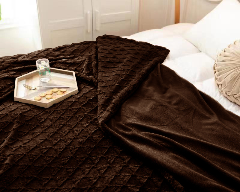 Narzuta koc tłoczony brązowy 200x220