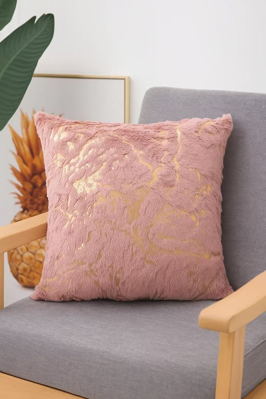 Poszewka na poduszkę włochacz różowo-złota MARBLE 40x40