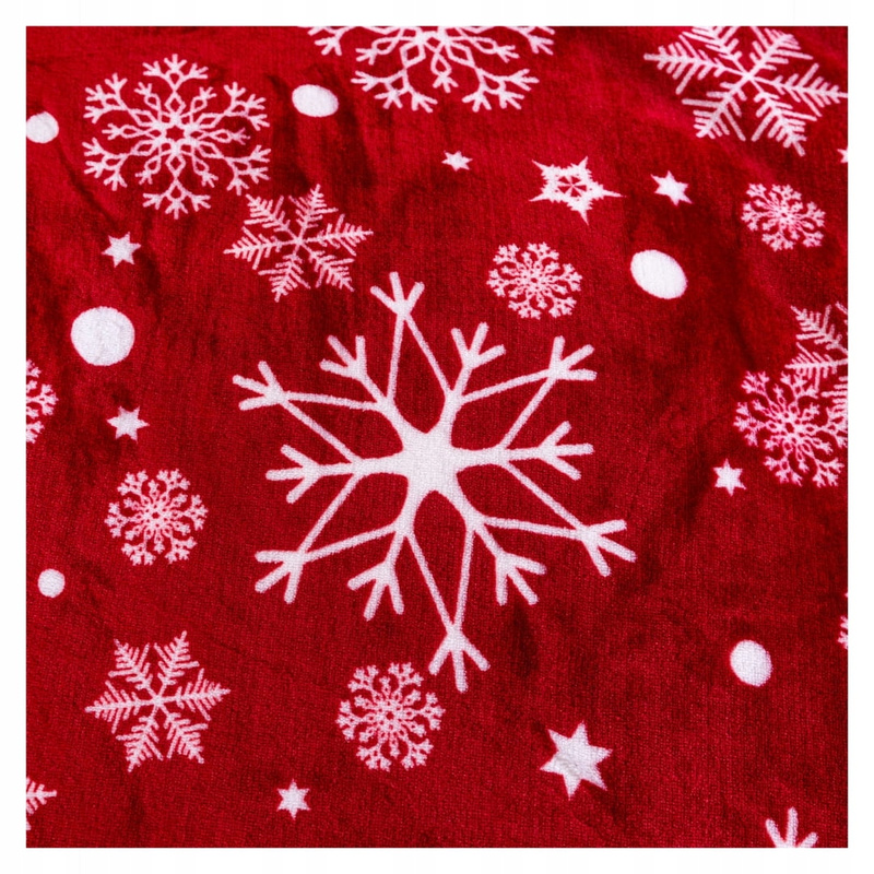 Pościel pluszowa zimowa miś świąteczna czerwona w śnieżynki 200x220 3 el.