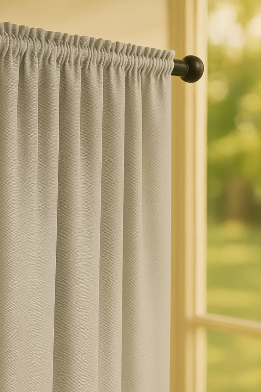 Zasłona jasna szara na taśmie 140x250